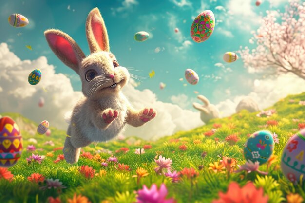 Easter bunny on a fantasy world