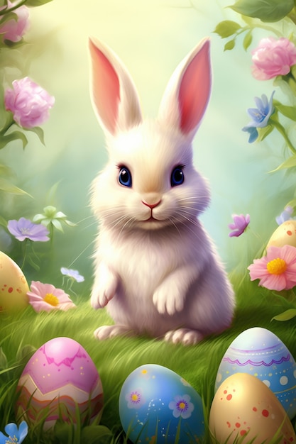 Easter bunny on a fantasy world