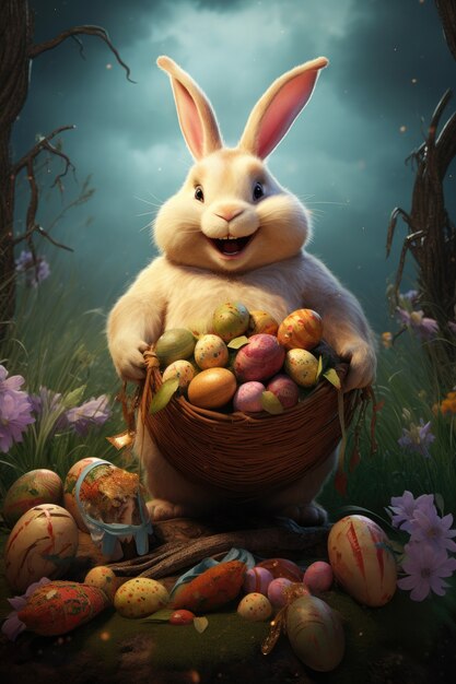 Easter bunny on a fantasy world