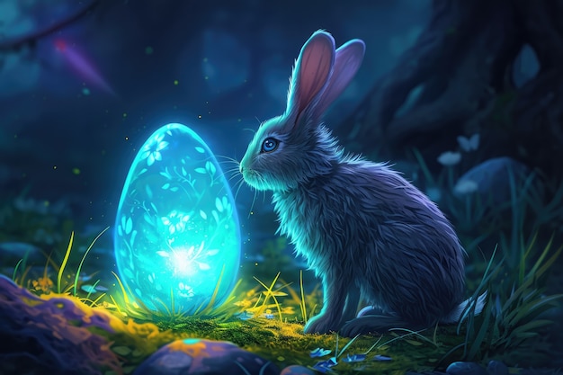 Free photo easter bunny on a fantasy world