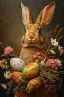 Free photo easter bunny historical style portrait