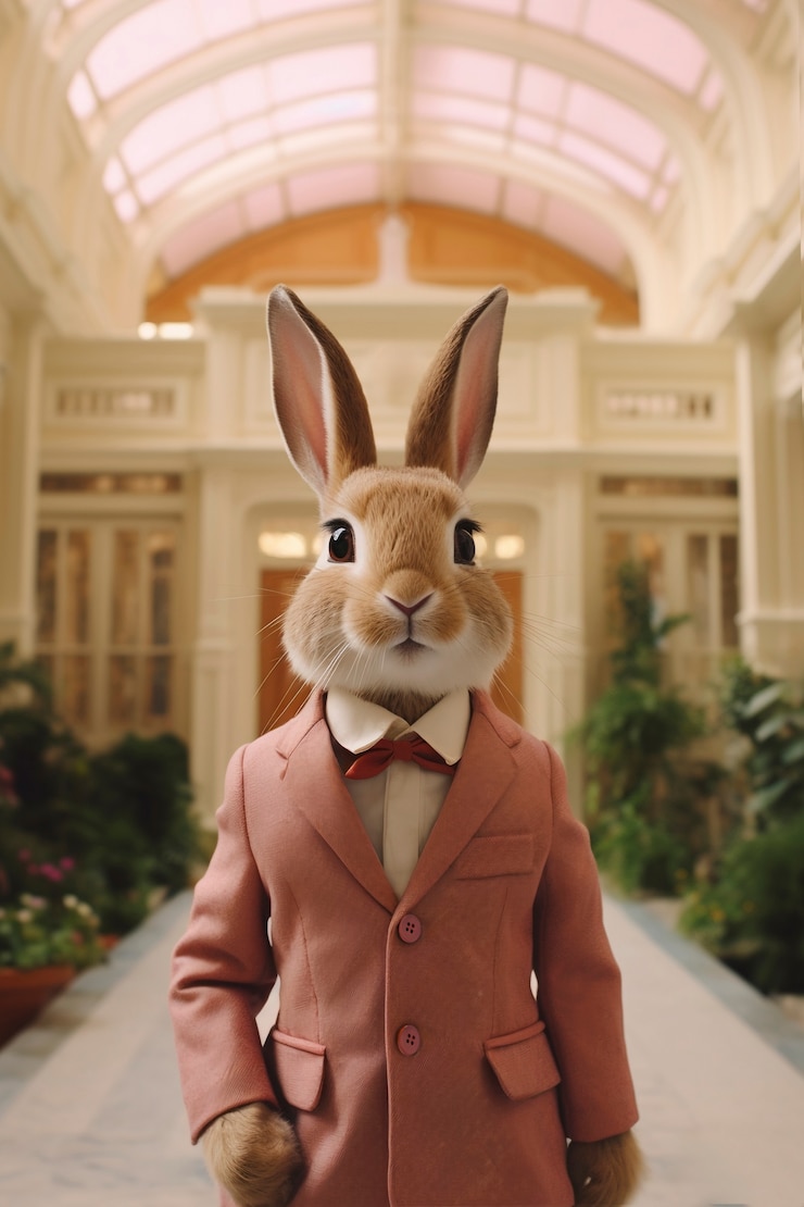 Free Photo easter bunny portrait in fantasy scenery