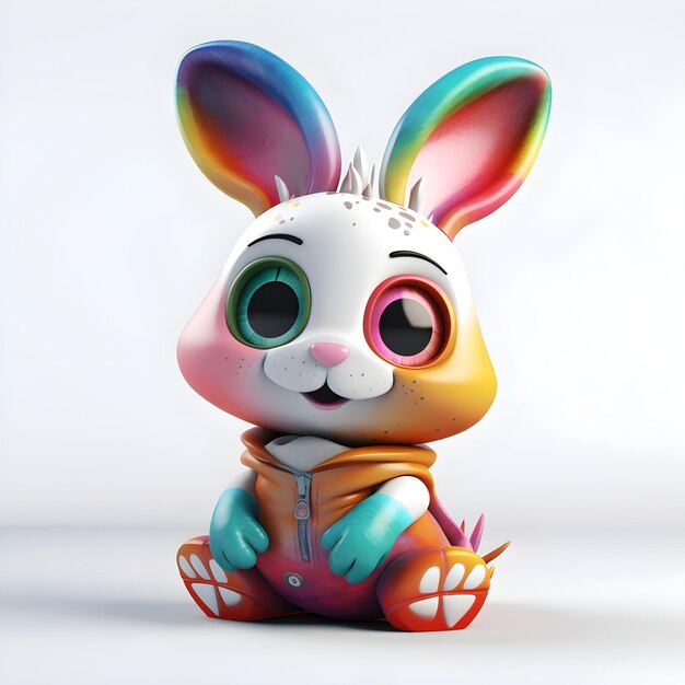Пасхальный кролик на белом фоне 3D-илюстрация