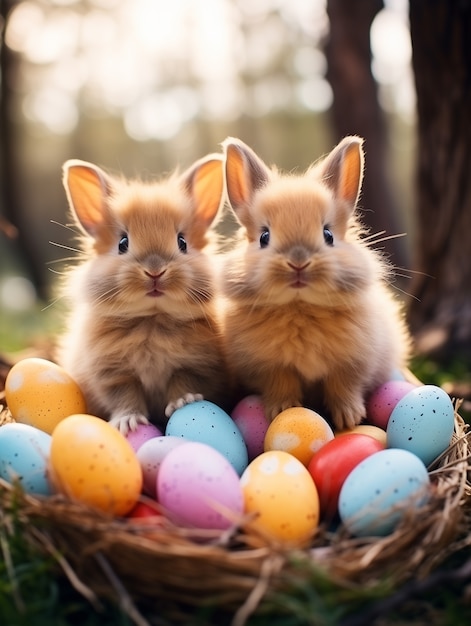 Foto gratuita celebrazione di pasqua con il coniglietto