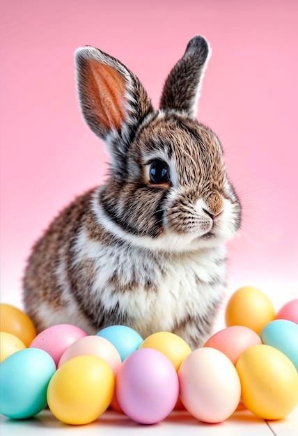 Foto gratuita celebrazione di pasqua con un coniglietto carino