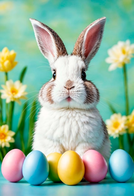 Foto gratuita celebrazione di pasqua con un coniglietto carino