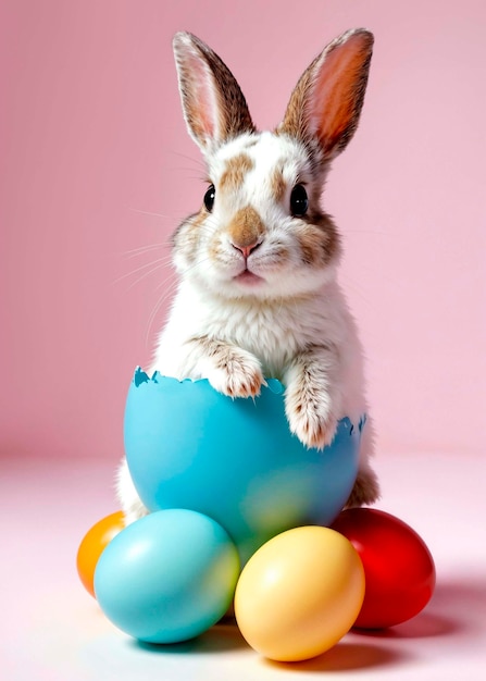 Foto gratuita celebrazione di pasqua con un coniglietto carino