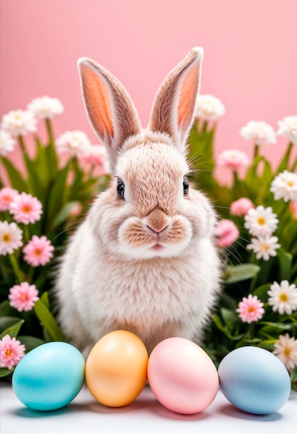 無料写真 可愛いウサギとイースターの祝い