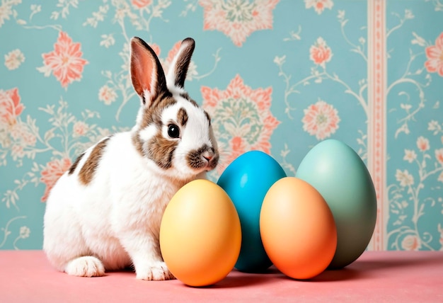 Foto gratuita celebrazione di pasqua con un coniglietto carino