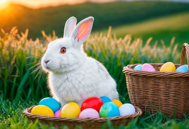 Foto gratuita celebrazione di pasqua con un coniglietto carino