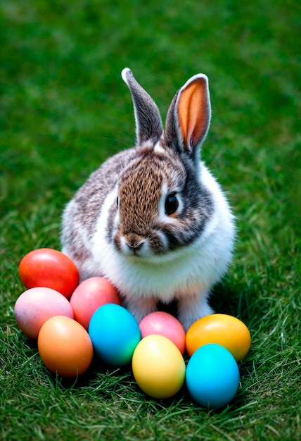 Foto gratuita celebrazione di pasqua con un coniglietto carino