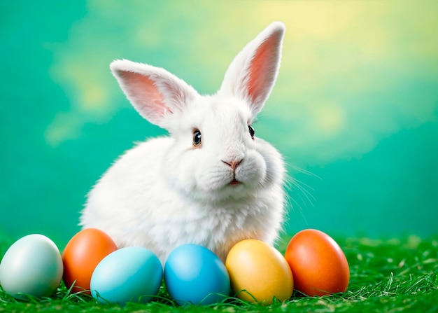 귀여운 토끼와 함께 부활절 축제