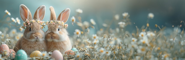 Free photo easter celebration with dreamy bunny