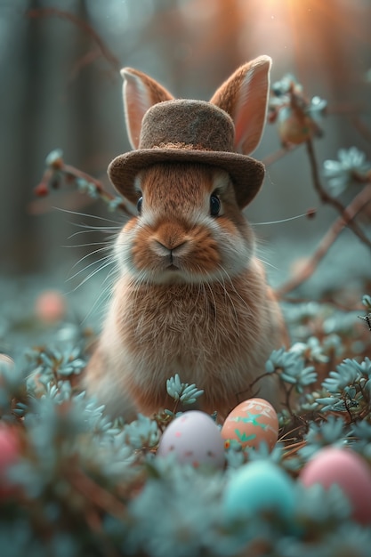 Free photo easter celebration with dreamy bunny