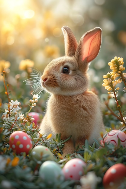 Free photo easter celebration with dreamy bunny