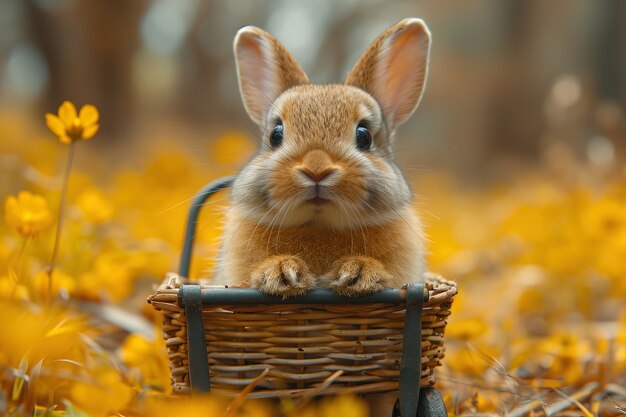 Foto gratuita celebrazione di pasqua con il coniglietto da sogno.