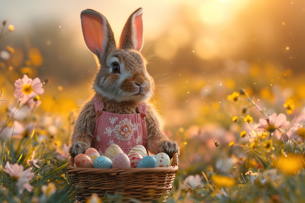 Easter celebration with dreamy bunny