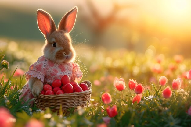 Foto gratuita celebrazione di pasqua con il coniglietto da sogno.