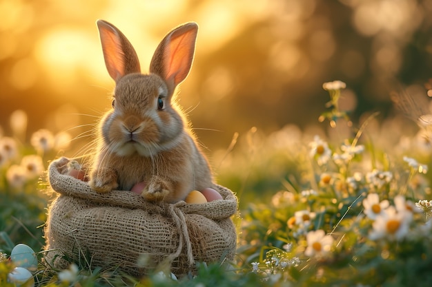 Foto gratuita celebrazione di pasqua con il coniglietto da sogno.