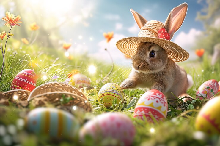Free Photo easter celebration with dreamy bunny