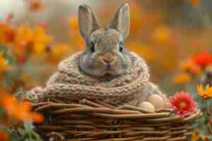 Foto gratuita celebrazione di pasqua con il coniglietto da sogno.