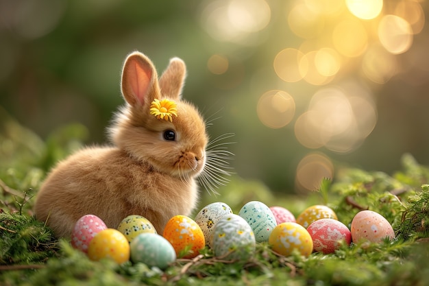 Free photo easter celebration with dreamy bunny