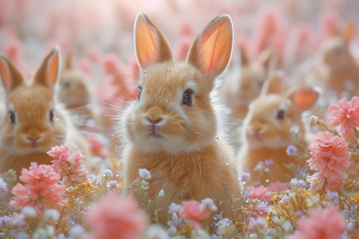 Free Photo easter celebration with dreamy bunny