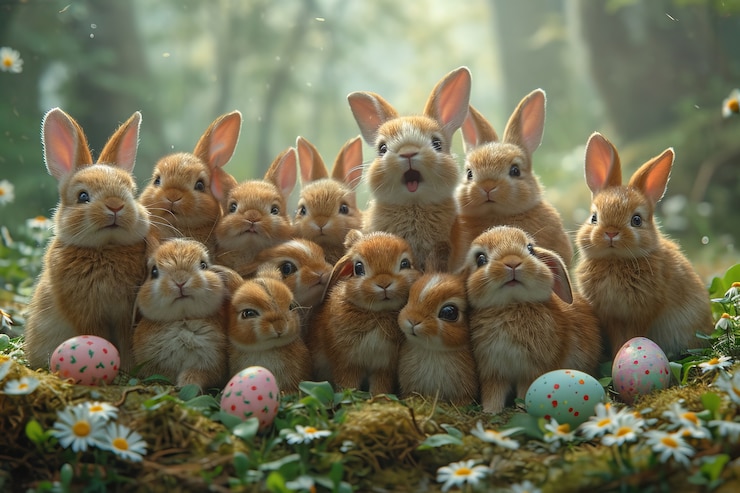 Free Photo easter celebration with dreamy bunny