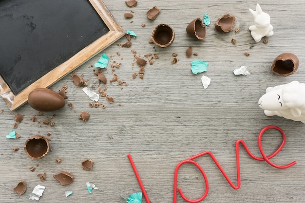 Free photo easter composition with the word love