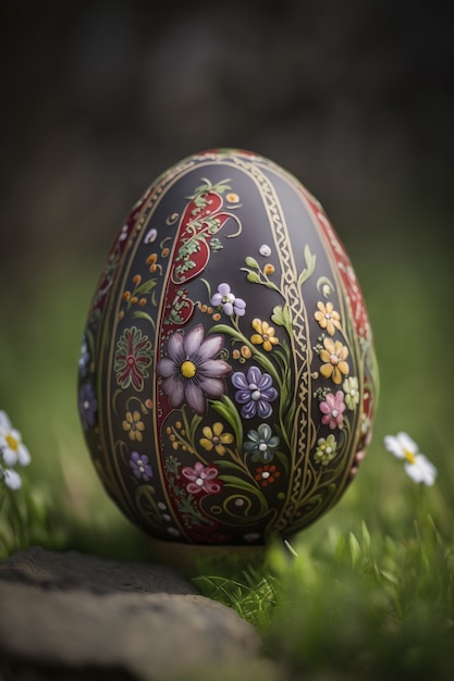 Foto gratuita uovo decorativo di pasqua all'aperto