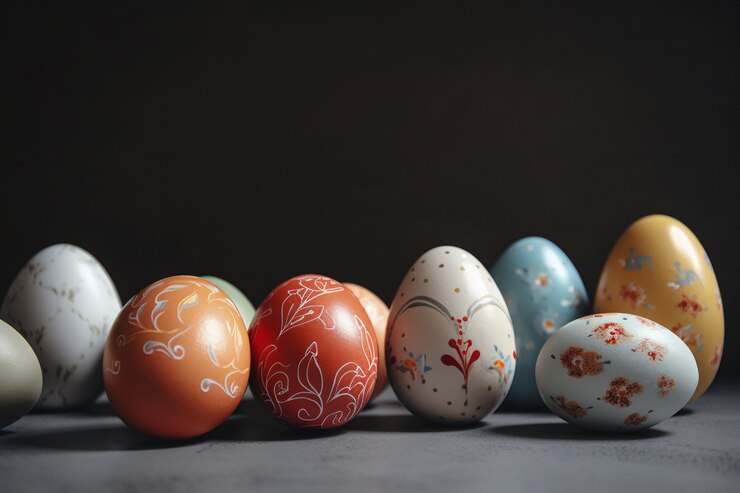 Free Photo easter decorative eggs arrangement