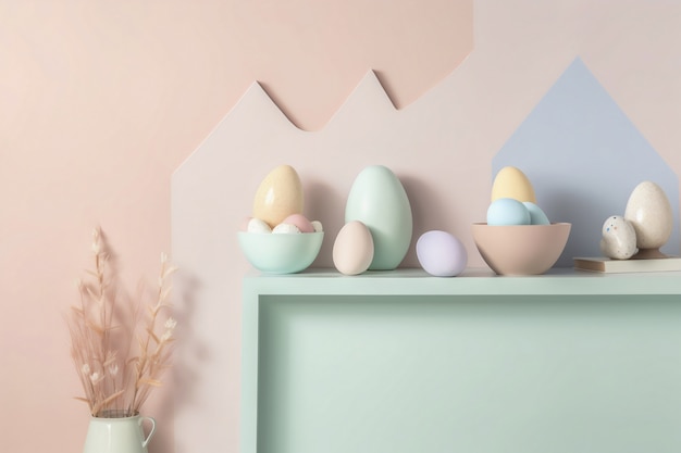 Free photo easter decorative eggs arrangement