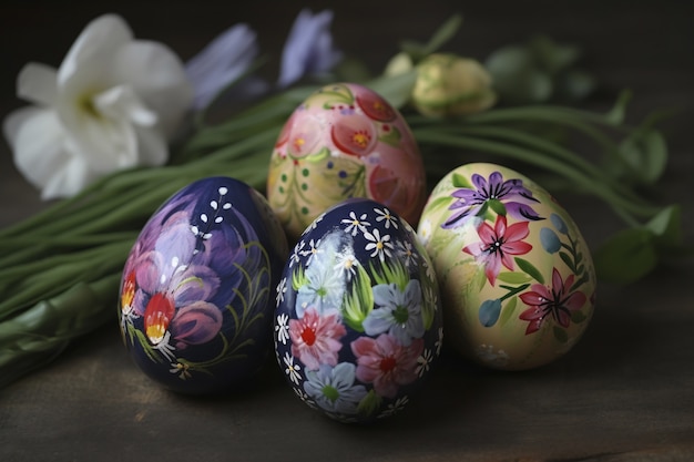 Free photo easter decorative eggs arrangement