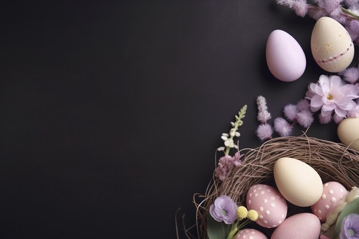 Free Photo easter decorative eggs in basket