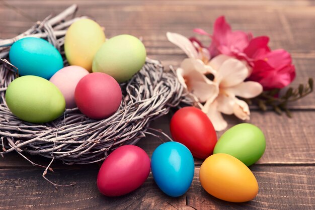 Easter eggs in the nest