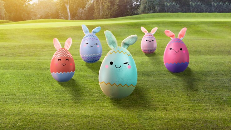Free Photo easter eggs with painted funny faces