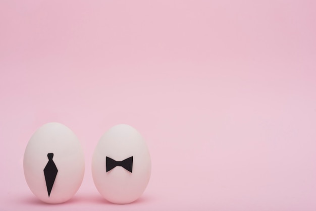 Easter eggs with tie and bow tie