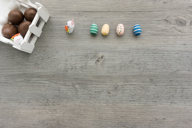 Easter eggs on wooden background