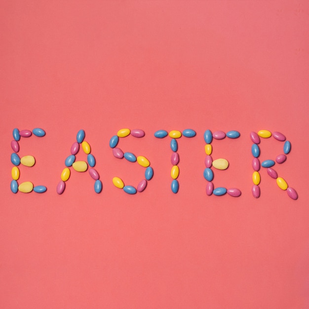 Easter inscription on red background