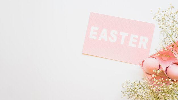 Easter paper and eggs with flowers