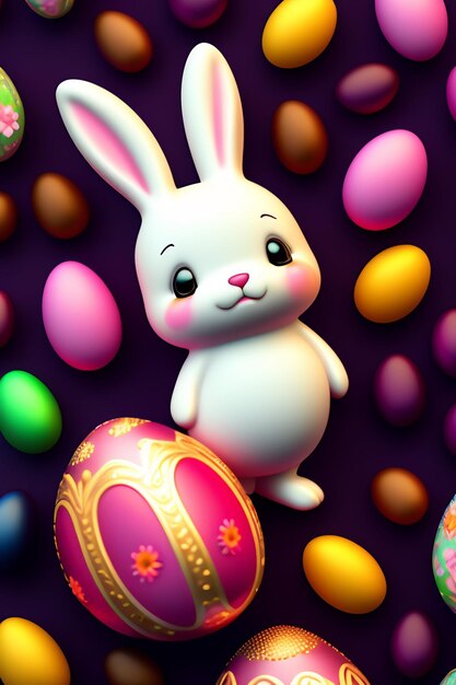 Easter wallpapers with a bunny and a large easter egg