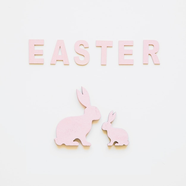 Easter word and cute bunnies