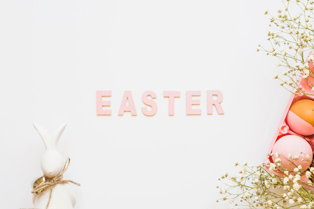 Easter word and pink decorations