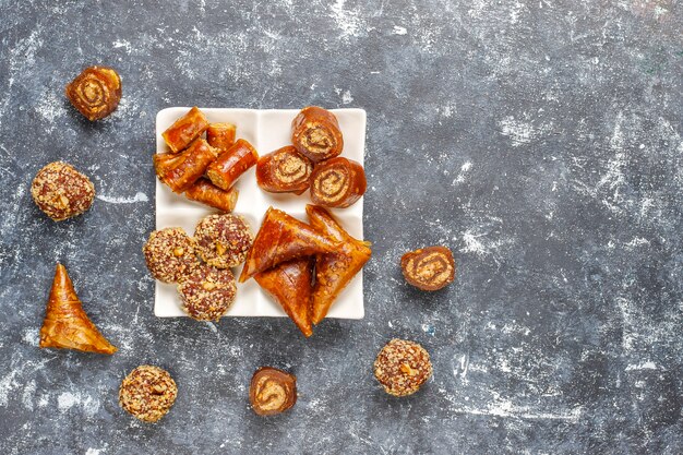 Eastern sweets,assorted traditional Turkish delight with nuts.