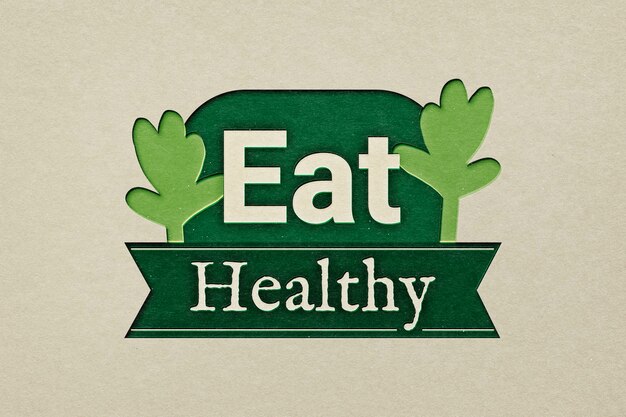 eat healthy restaurant logo in papercraft cut out style