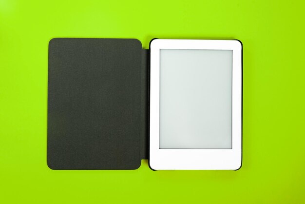 Ebook reader over yellow background