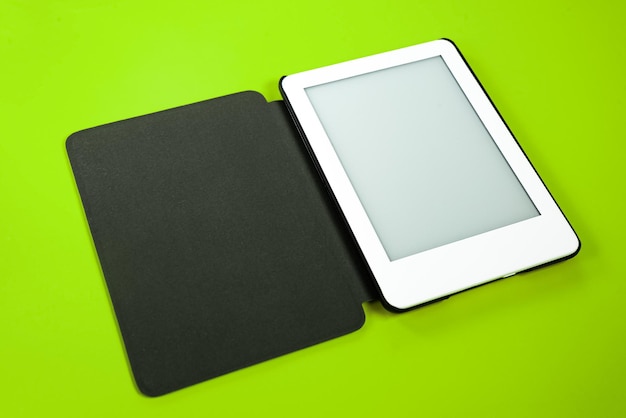 Free photo ebook reader over yellow background