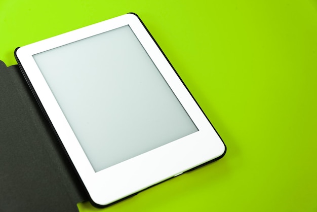 Ebook reader over yellow background