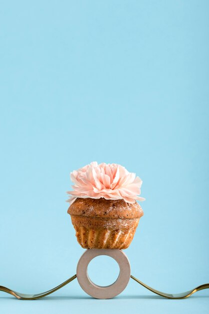 Eco cupcake with blue background