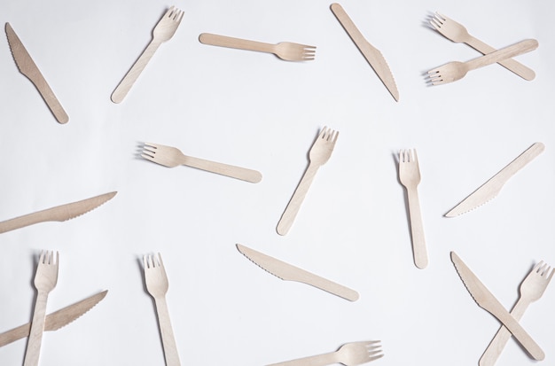 Free photo eco friendly bamboo forks. the concept of saving the planet, the rejection of plastic.